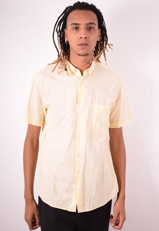 ELLESSE MENS VINTAGE SHIRT MEDIUM YELLOW 90S