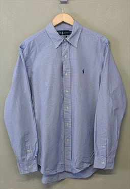 Vintage Ralph Lauren Shirt Blue Check With Embroidered Logo