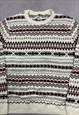 CROFT&BARROW KNITTED JUMPER ABSTRACT PATTERNED KNIT SWEATER