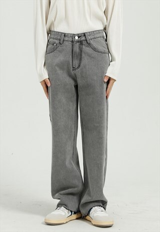 KALODI VINTAGE LIGHT-COLORED RAW-EDGED STRAIGHT-LEG JEANS
