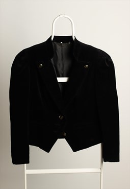 Vintage Short Black Velvet Jacket/Blazer Size M