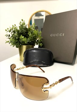 Gucci GG 2771/F/S Anchor Oversized Rimless Shield Sunglasses