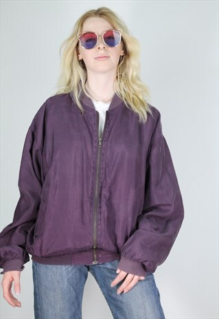 VINTAGE 90S SILK BOMBER JACKET PURPLE