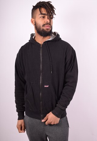 DICKIES MENS VINTAGE HOODIE JACKET MEDIUM BLACK 90'S