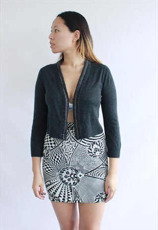 CALVIN KLEIN GREY CROP CARDIGAN