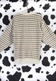 VINTAGE 90S BEIGE CHECK / CHECKERED / CHECK PATTERN JUMPER