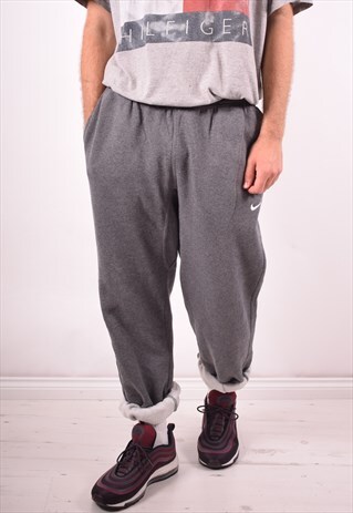 NIKE MENS VINTAGE TRACKSUIT TROUSERS LARGE GREY 90S