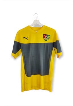Vintage Puma Football Togo T-Shirt in Yellow M