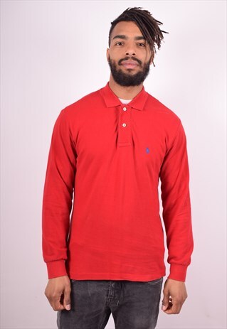 POLO RALPH LAUREN MENS VINTAGE POLO SHIRT LONG SLEEVE MEDIUM