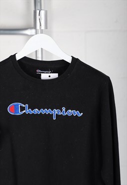 Vintage Champion Sweatshirt in Black Pullover Jumper XS