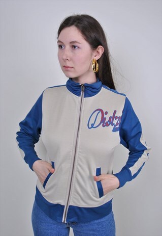 80S HIGH NECK SPORT JACKET, VINTAGE BEIGE TRACK JACKET