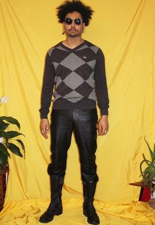 90S VINTAGE LACOSTE BROWN KNIT JUMPER