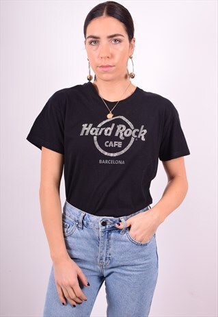 HARD ROCK CAFE WOMENS VINTAGE T-SHIRT TOP XL BLACK 90'S