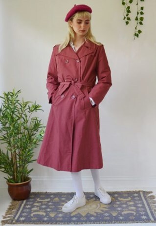 VINTAGE PINK COAT MAC WINTER FULL LENGTH