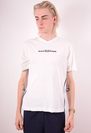 NORTH SAILS MENS VINTAGE T-SHIRT TOP LARGE WHITE 90S