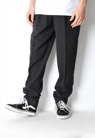 VINTAGE 90S DARK GREY STRIPED PANTS