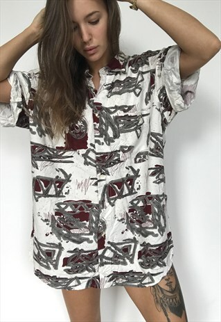 PATTERNED OVERSIZED RETRO VINTAGE UNISEX FESTIVAL SHIRT