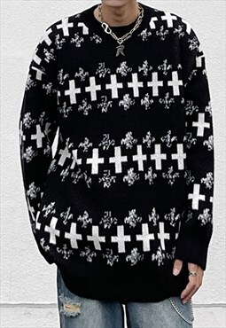 Black knitted jumper knitwear Unisex Y2k
