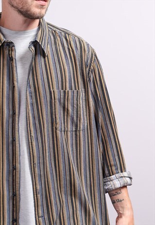 VINTAGE CORDUROY CORD STRIPED SHIRT