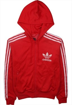 Vintage 90's Adidas Hoodie Striped Sleeves Full Zip Up Red