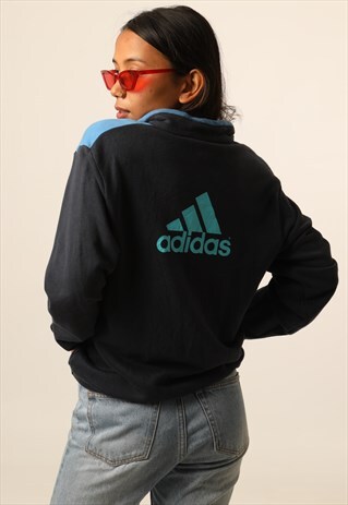 VINTAGE ADIDAS PRINTED LOGO 1/4 ZIP SWEATSHIRT