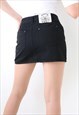 90S VINTAGE BLACK DENIM MINI SKIRT PINSTRIPED PREPPY GRUNGE