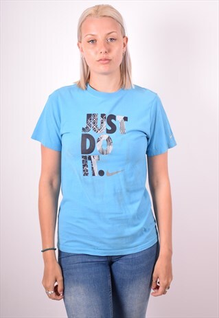 NIKE WOMENS VINTAGE T-SHIRT TOP LARGE BLUE 90S