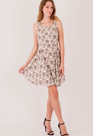 MULTICOLOURED SLEEVELESS SKATER DRESS