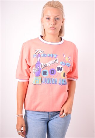 BEST COMPANY WOMENS VINTAGE T-SHIRT TOP SMALL PINK 90S