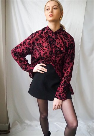 VINTAGE FLORAL SEMI SHEER SHIRT