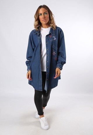 DENIM SHIRT DISNEY LONG OVERSIZED FITTED UK 26 - 28 (D3F)