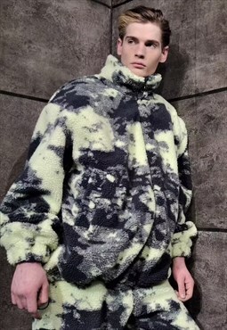Gradient fleece Bomber handmade tie-dye y2k camo jacket 