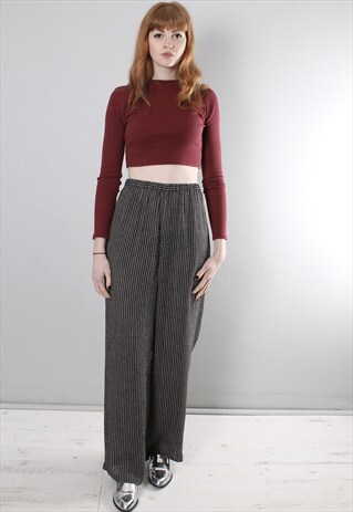 VINTAGE 80S STRIPE LINEN CULOTTES TROUSERS