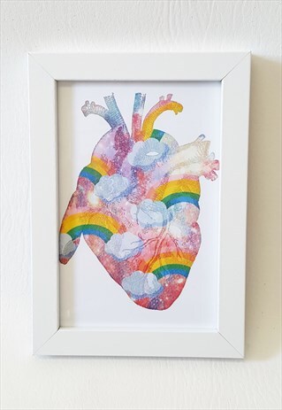 A6 UNICORN RAINBOW ANATOMICAL HEART ART PRINT