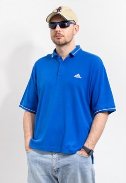 Adidas polo shirt in blue short sleeve vintage men size L