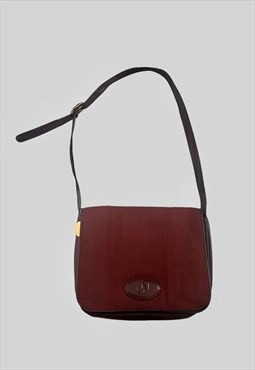 Vintage Burgundy Fabric Ladies Leather 70's Saddle Bag
