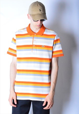 VINTAGE 90S COLOURFUL STRIPED LACOSTE POLO SHIRT