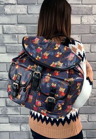 NAVY BLUE OWLS BACKPACK / RUCKSACK