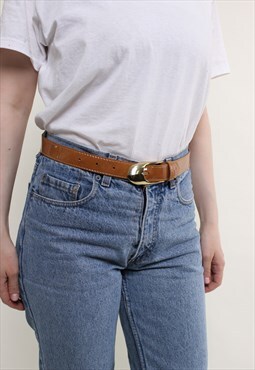 Retro tiny belt, faux leather belt  with gold buckle 