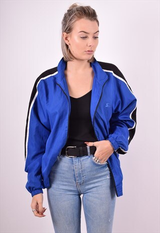STARTER WOMENS VINTAGE TRACKSUIT TOP JACKET LARGE BLUE 90'S