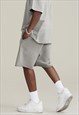GREY WASHED HEAVY COTTON RELAXED FIT SHORTS
