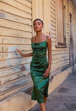 SheOdessa Emerald Green Cami Midi Dress