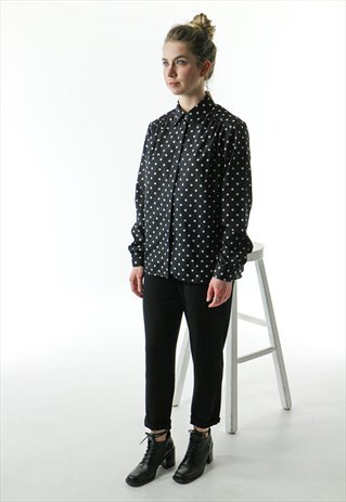 SILK7 OVERSIZED BLOUSE / POLKA DOT BUTTON UP SHIRT
