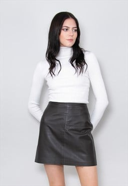 80's Brown Skirt Soft Leather Pencil Mini