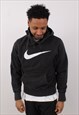 Vintage Men's Nike Swoosh Washed Black Pullover Hoodie