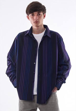 VINTAGE YVES SAINT LAURENT 90S BLACK PURPLE STRIPED