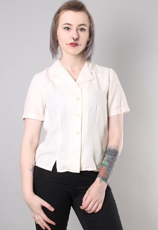 VINTAGE 90S CREAM FITTED BLOUSE