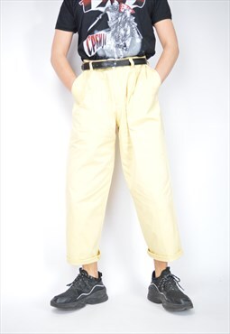 Vintage yellow classic BURBERRY straight cotton trousers