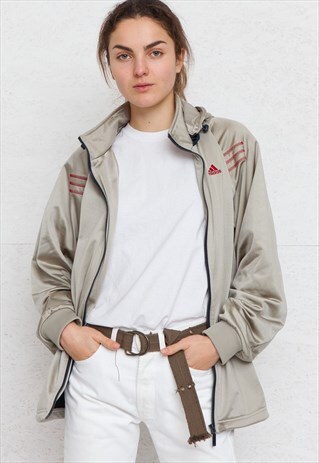 VINTAGE BEIGE ADIDAS ZIP TRACK JACKET