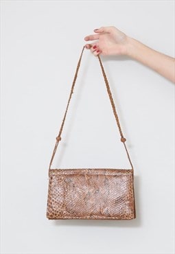 Vintage 70's Leather Bag Brown Envelope Bag Ladies
